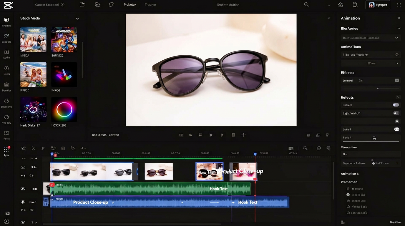CapCut short-form video editor timeline for ecommerce ads