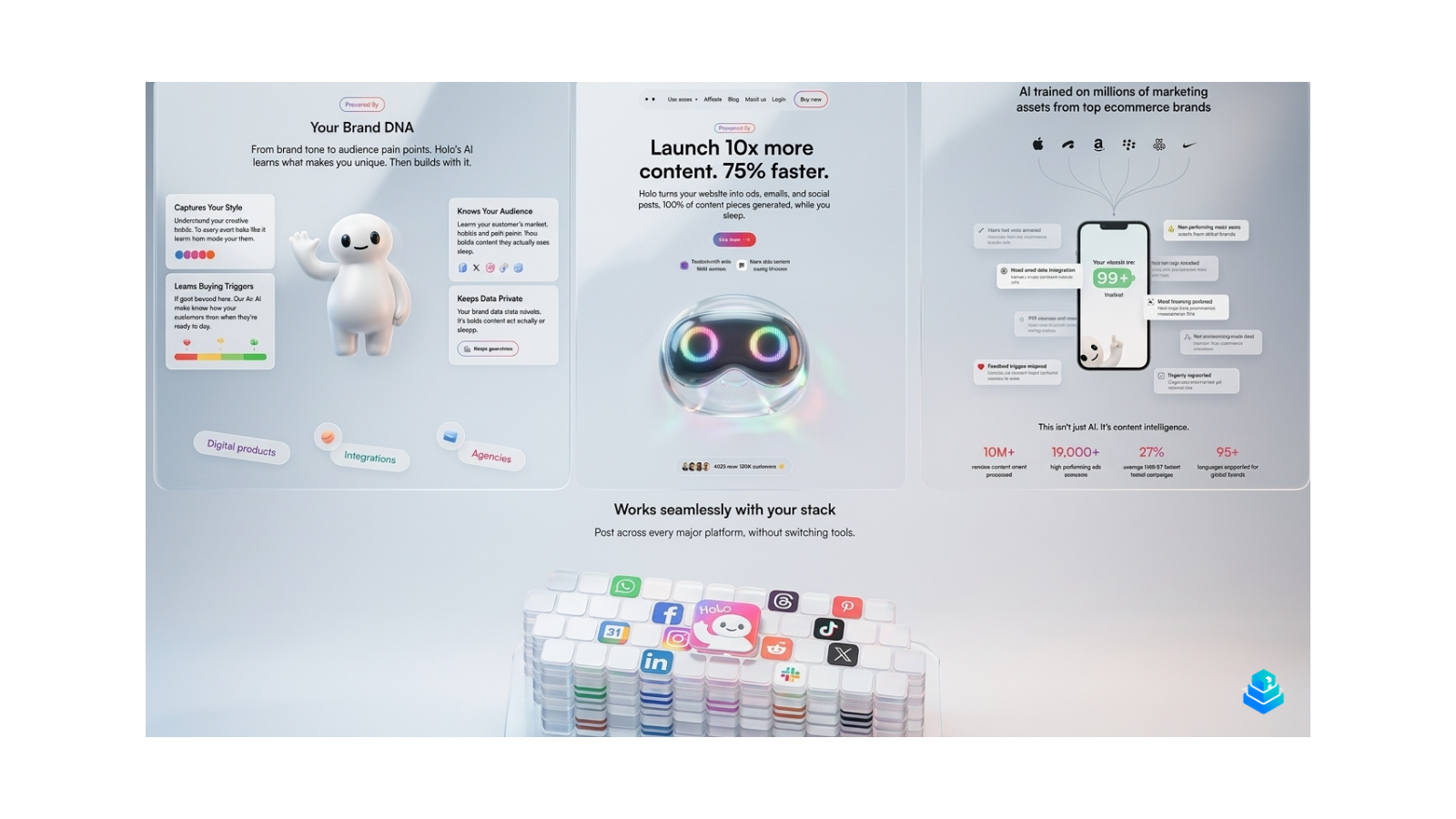 Holo AI dashboard generating multiple ecommerce ad variations.