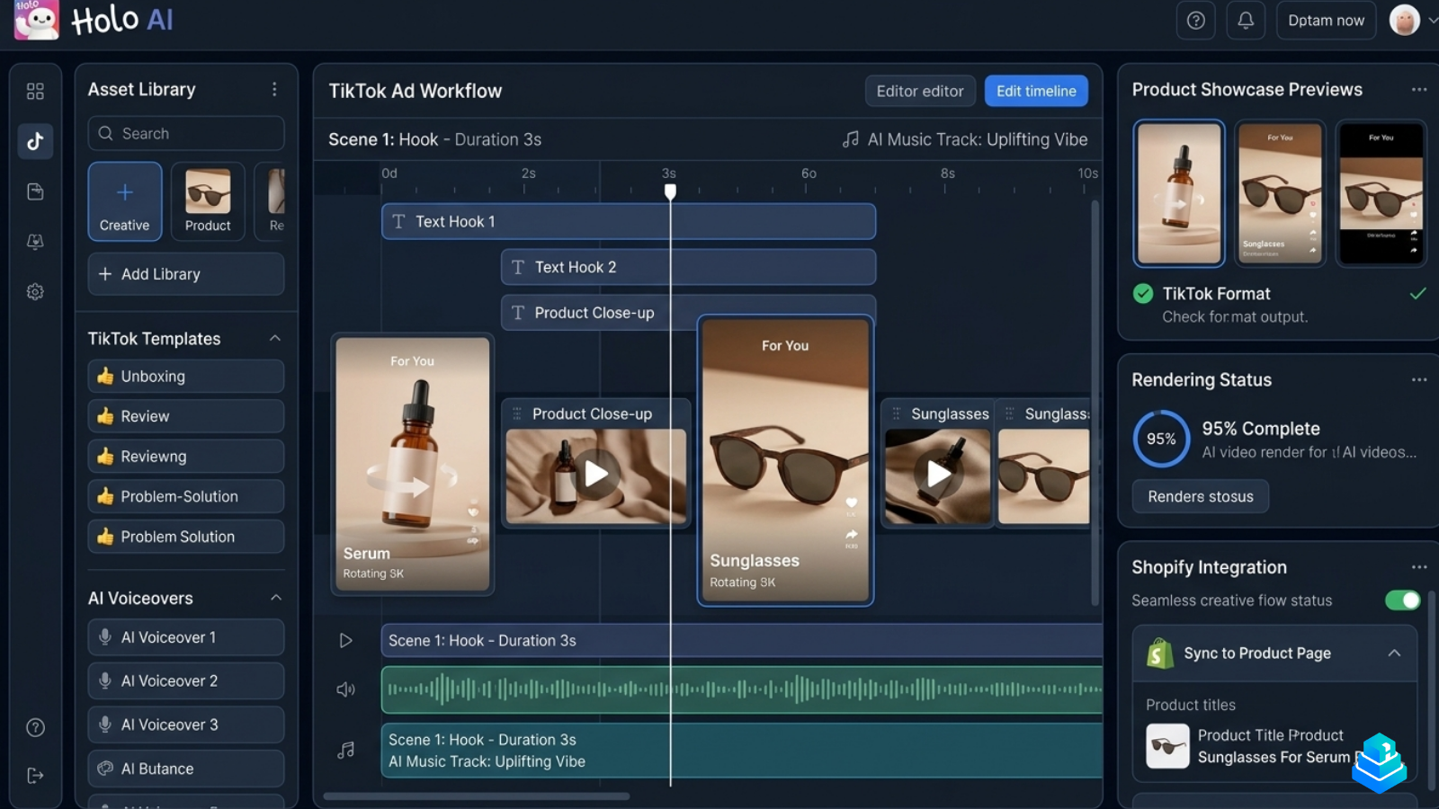 Holo AI ecommerce creative testing workflow