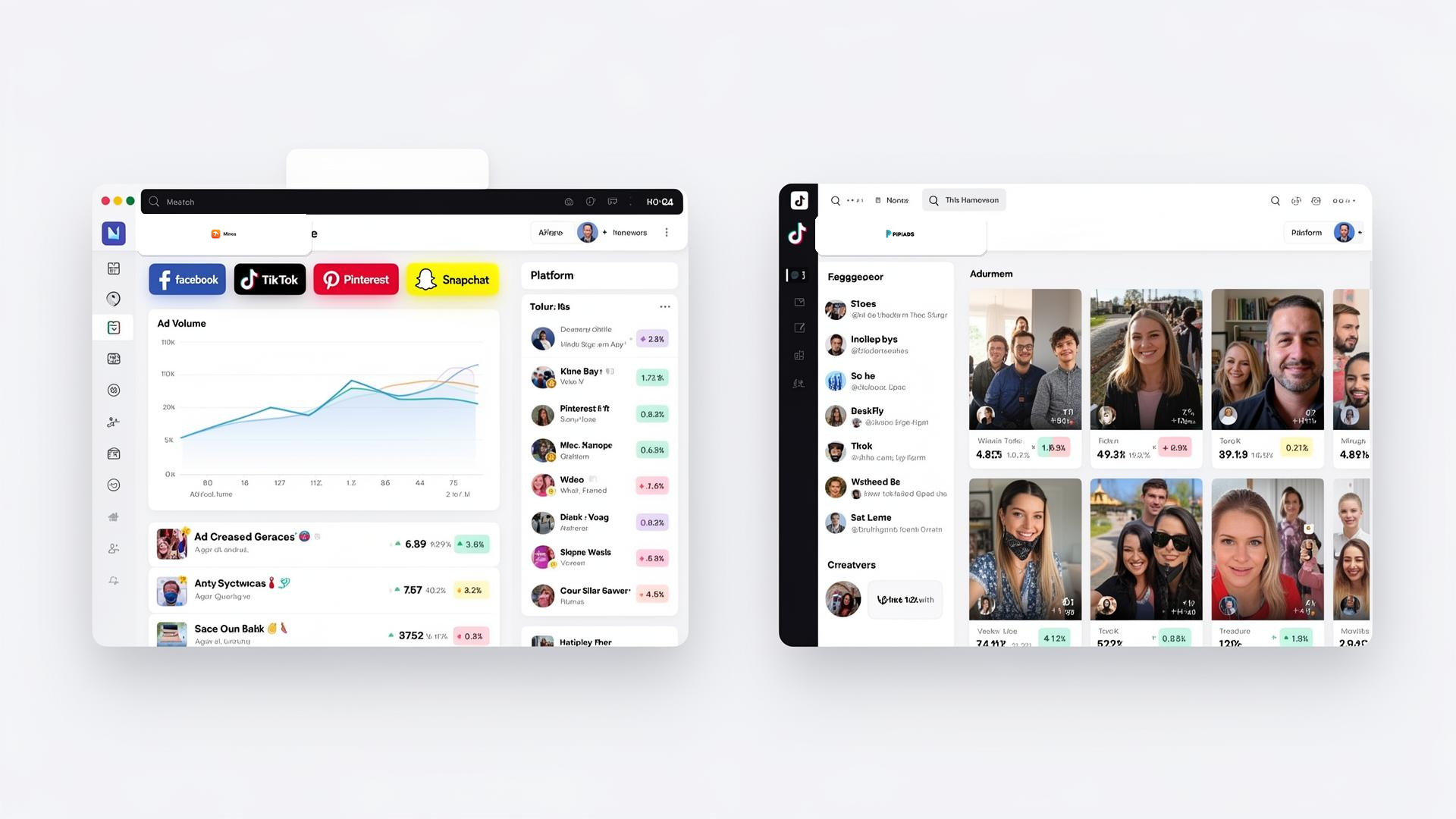 Minea multi-platform ad intelligence next to PiPiADS TikTok adspy dashboard