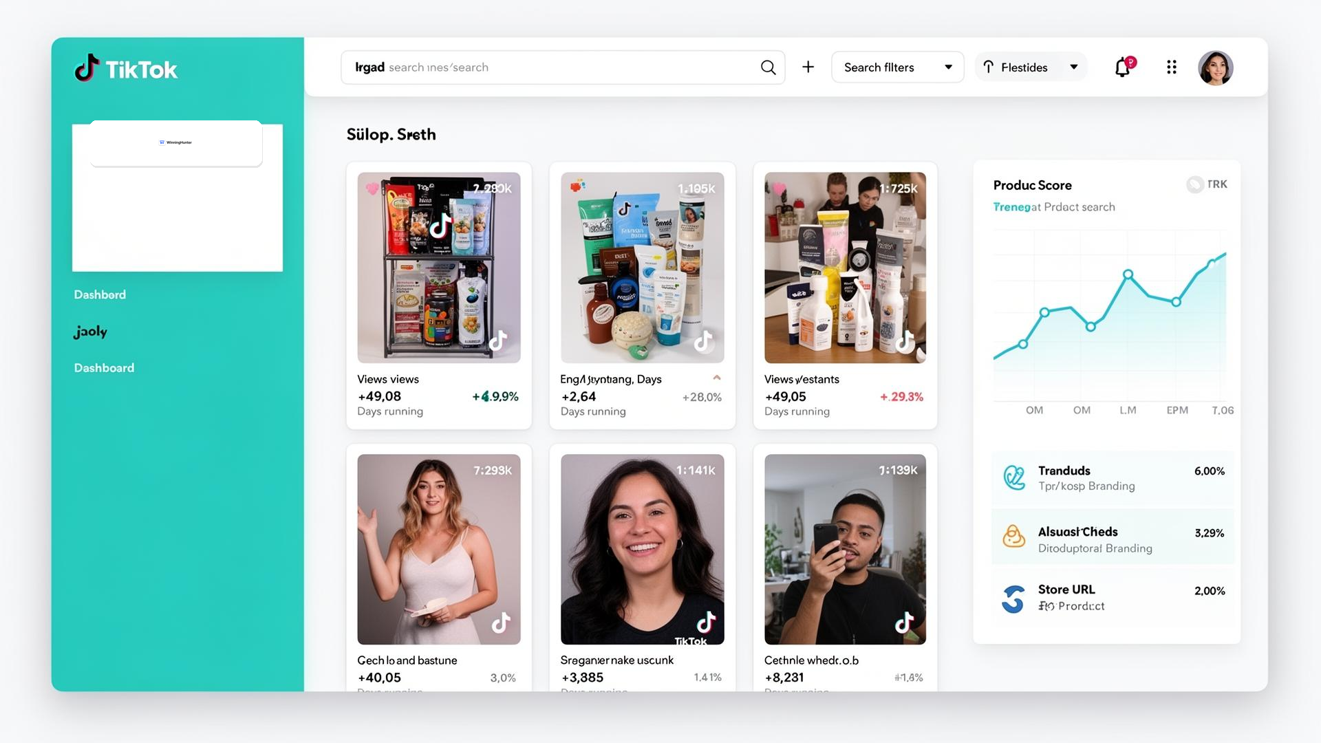 WinningHunter TikTok product discovery dashboard